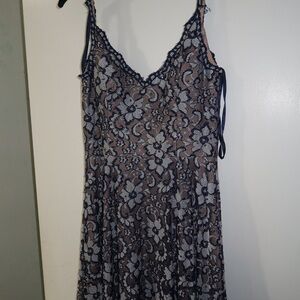 Floral Lace Studded Dress with Spaghetti Straps
